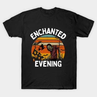 Enchanted evening -Full moon shenanigans -Halloween Zombie Retro Design T-Shirt